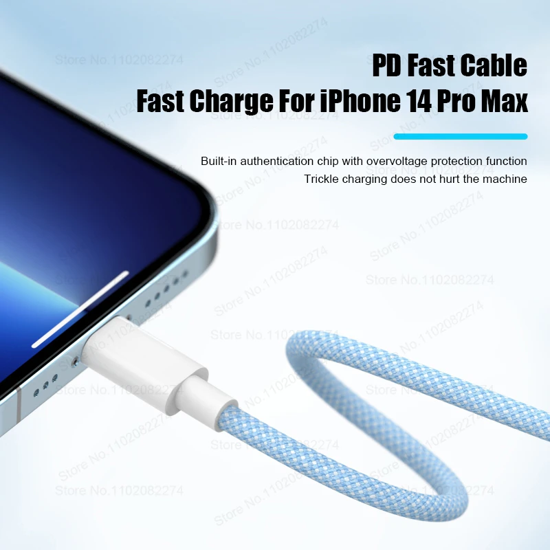 30W USB Cable For iPhone 14 13 12 11 Pro Max Mini 7 8 Plus XS X XR SE Type C Phone Data Sync Fast Charging Wire Cord Accessories