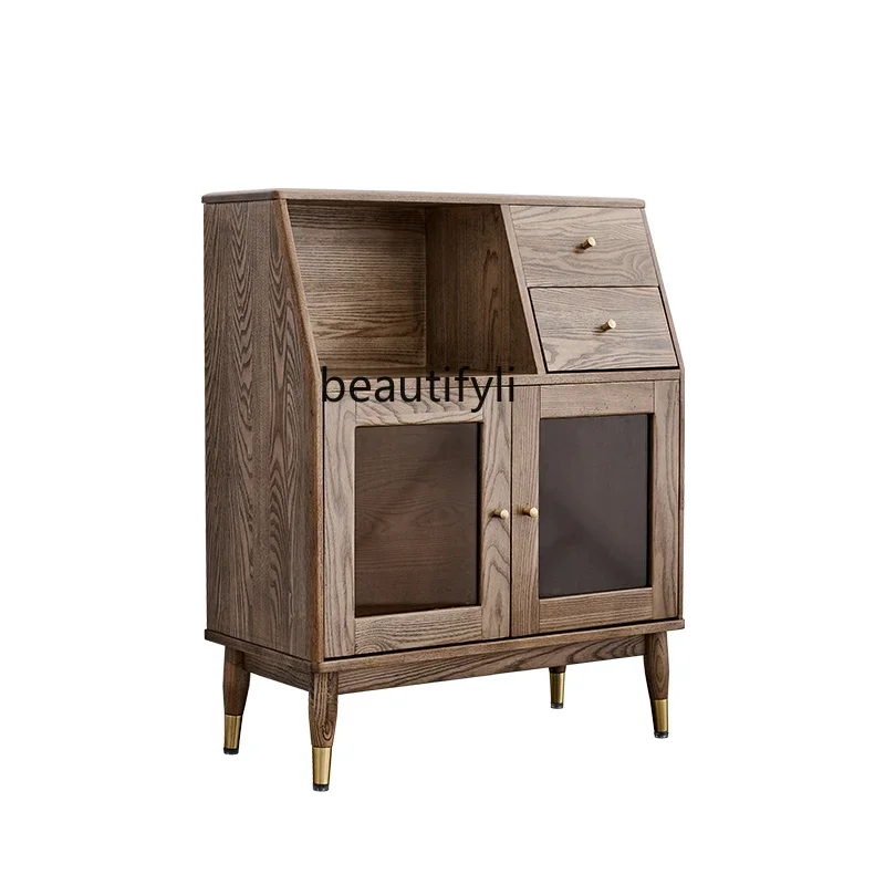 

Q Nordic Light Luxury Solid Wood Sideboard Simple Hallway Locker Small Apartment Tea Cabinet Home