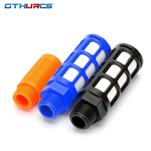 Imagen 1 del producto Silenciador de escape de plástico de aire neumático 1/8 1/4 3/8 1/2 rosca macho absorbe el filtro de ruido bloqueo deslizante para bomba de nebulización negro