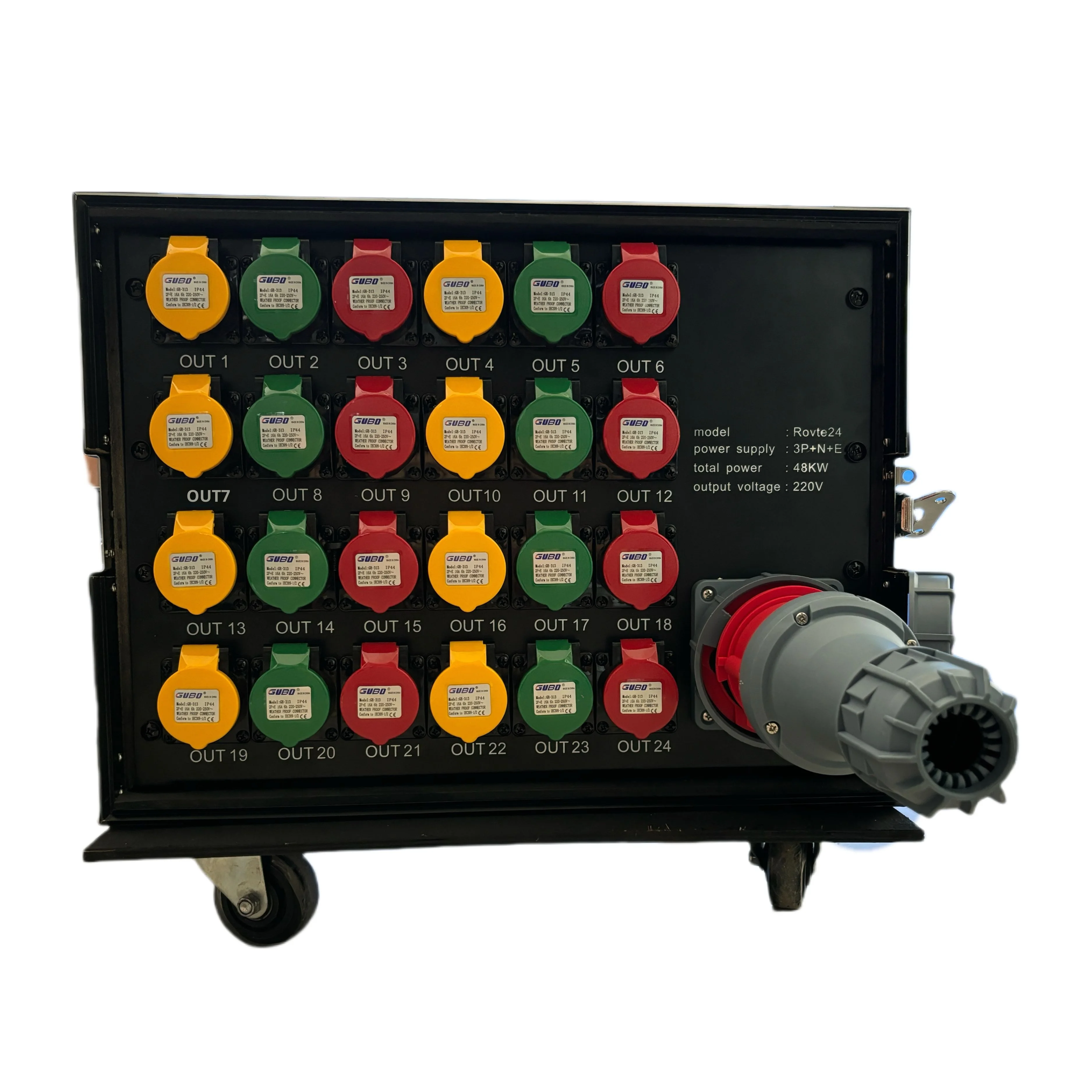 DAMO 24-Way High-Power Stage Lighting Large Screen Power Distribution Box 16A 415V/400V/380V
