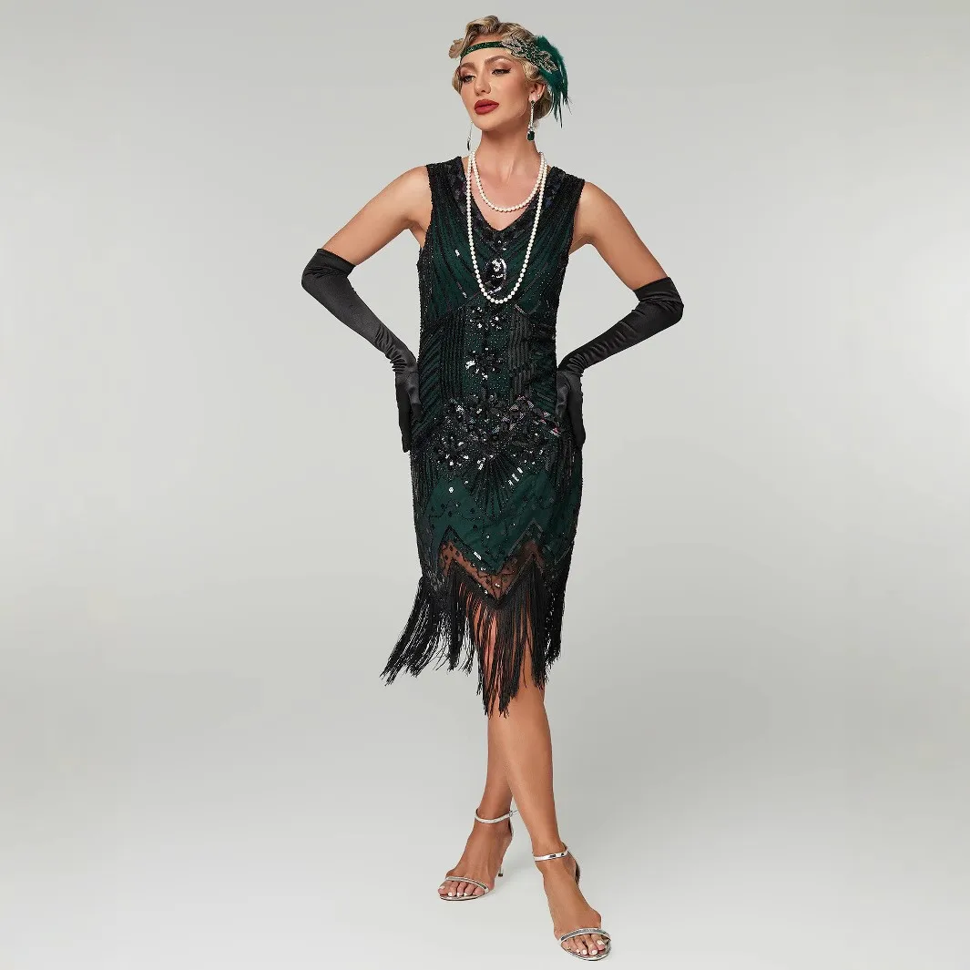 V Neck Sequined Skirt Low Waist Elegant with Evening Dresses Winter Sleeveless Autumn Spring Party Dress Summer for Women