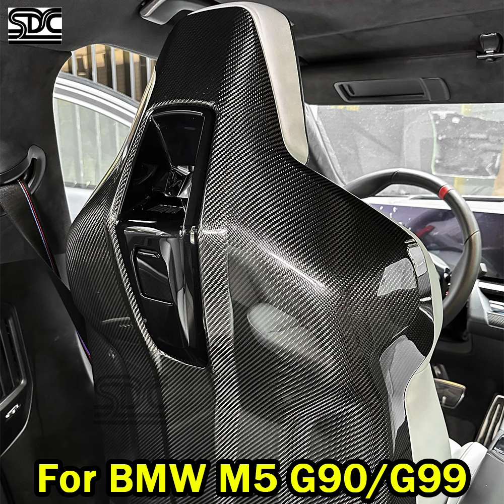 

For BMW M5 G90 Sedan G99 M5 Touring 2024+ Real Dry Carbon Fiber Seat Backs Forged Carbon Fibre Seat Back Cover Full Piece Add on
