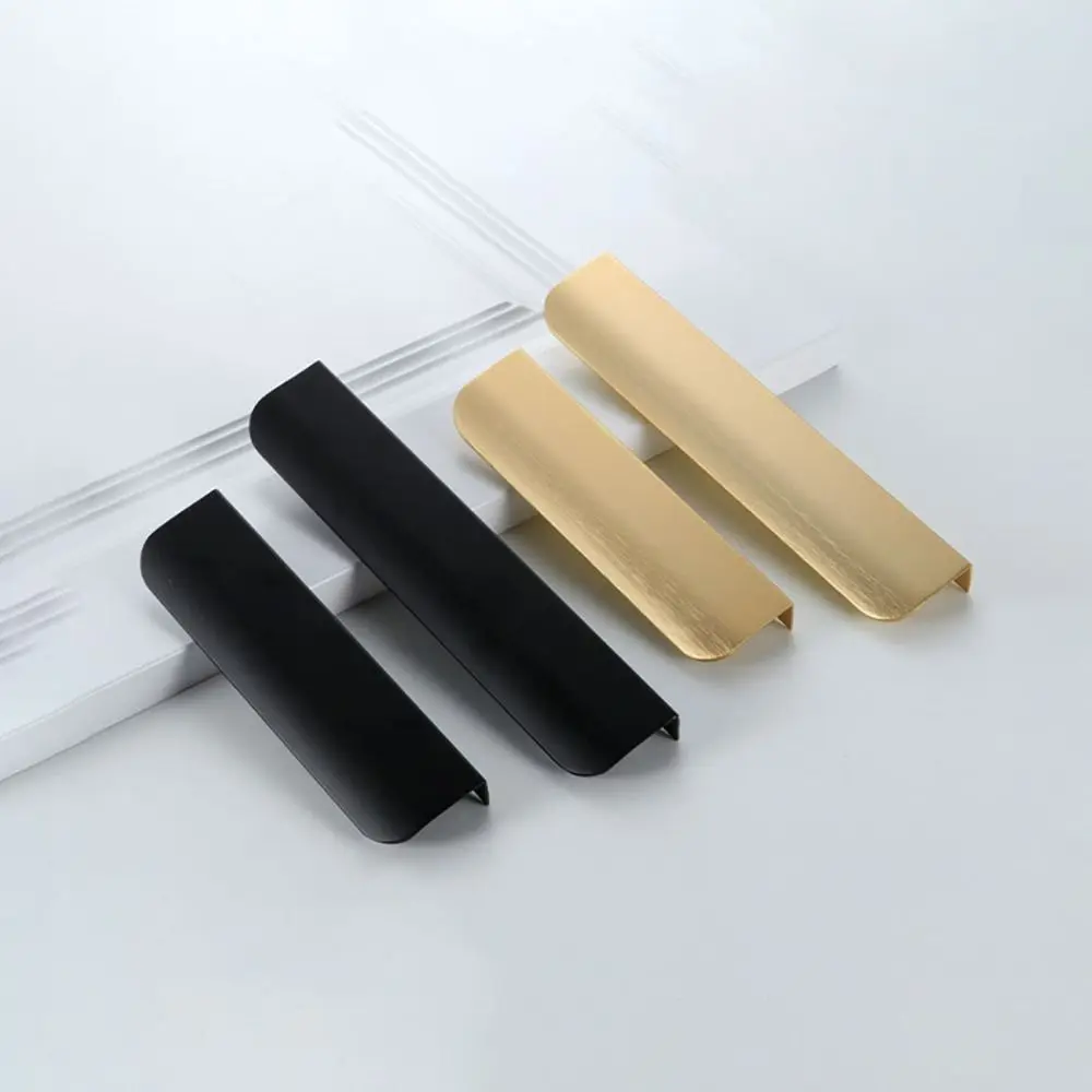 Space Aluminum Hidden Cabinet Handle Black/gold/grey Double Hole Arc Door Handle Multiple Sizes Easy To Install