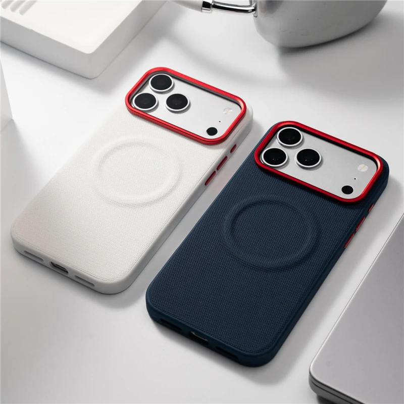 Luxury Diamond Woven Pattern PU Leather Magnetic Case For iPhone 17Pro Air 17 16Pro 17Pro Max For Magsafe Matte Protective Cover