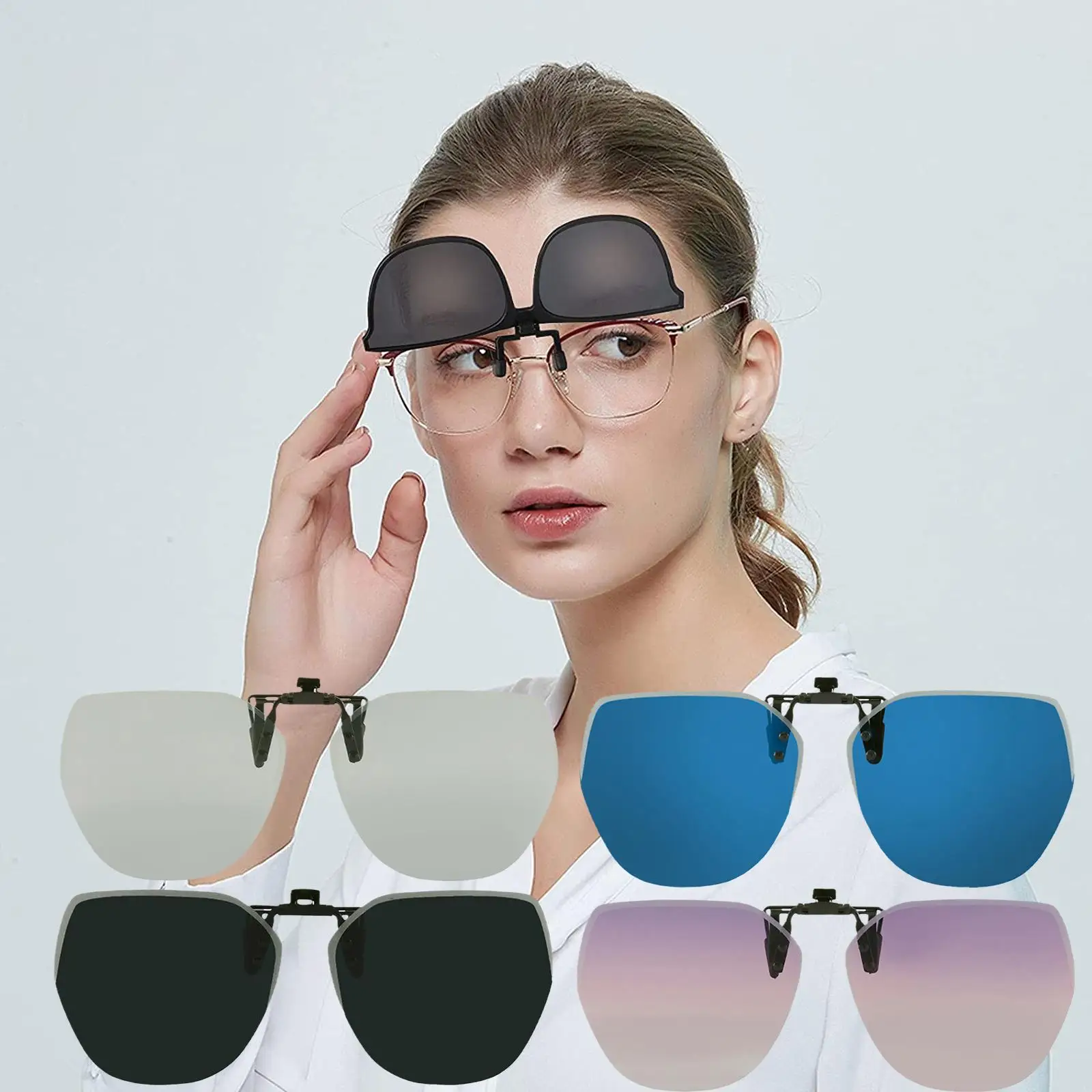 

Clip On Sunglasses Flip Up Polarized Sunglasses Clip onto Over Blue Eyeglasses Eyewear Black Purple Prescription Glasses Y1V2