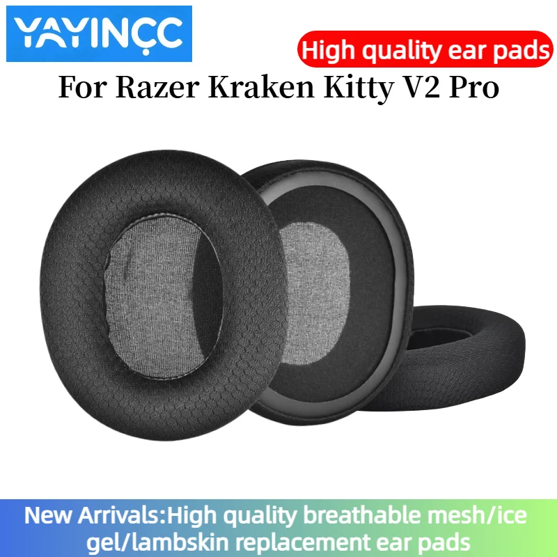 

YAYINCC Replacement Breathable mesh fabric Ear Pads Cushions for Razer Kraken Kitty V2 Pro Headphone Softer Earpads