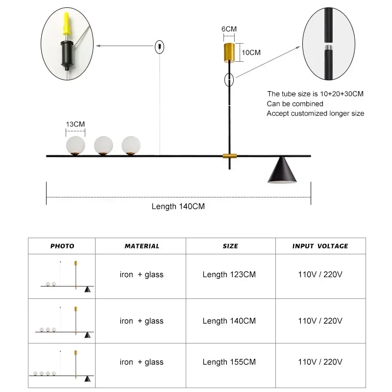 Imagem -03 - Nordic Minimalista Mais Longo Lustre Iluminação da Sala de Jantar Cozinha Luminárias Pingente Luzes Restaurante Lâmpada Pendurada Abajur Vidro