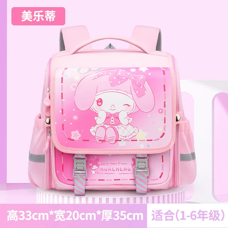 Sanrio Hello Kitty กระเป๋าเป้สะพายหลังสำหรับเด็ก, กระเป๋าเป้สะพายหลังลายการ์ตูนแนวน่ารักเมโลดี้ระบายอากาศ