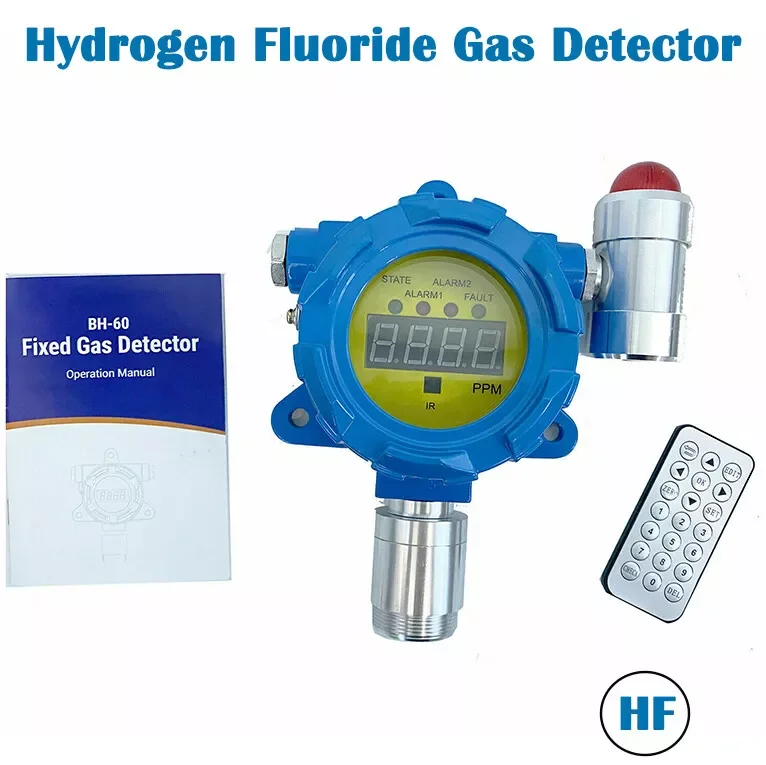 HF Hydrogen Fluoride Gas Detector HF Gas Concentration Monitor with 0 to 10ppm Resolution 0.01/0.1ppm L-alarm 2ppm