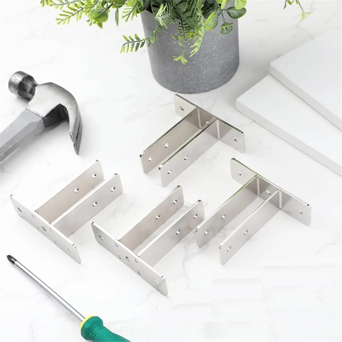 2026 New 4 Pack Urinal Screen Polished Chrome 2-Ear Urinal Screen Brackets for 1 in. Panels with Fasteners for Repairs