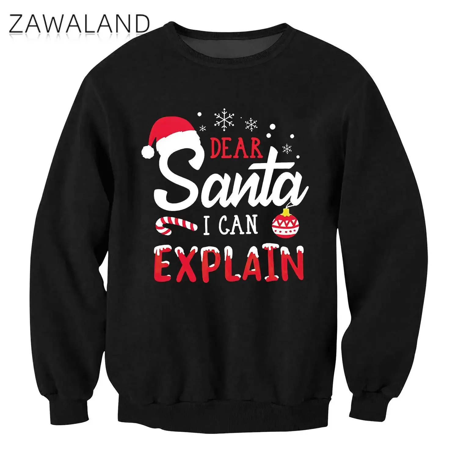 

Zawaland Christmas Costume Pullover for Men Top Crewneck Cartoon Funny Santa Claus Print Cosplay Costumes Male Clothing Hoodies