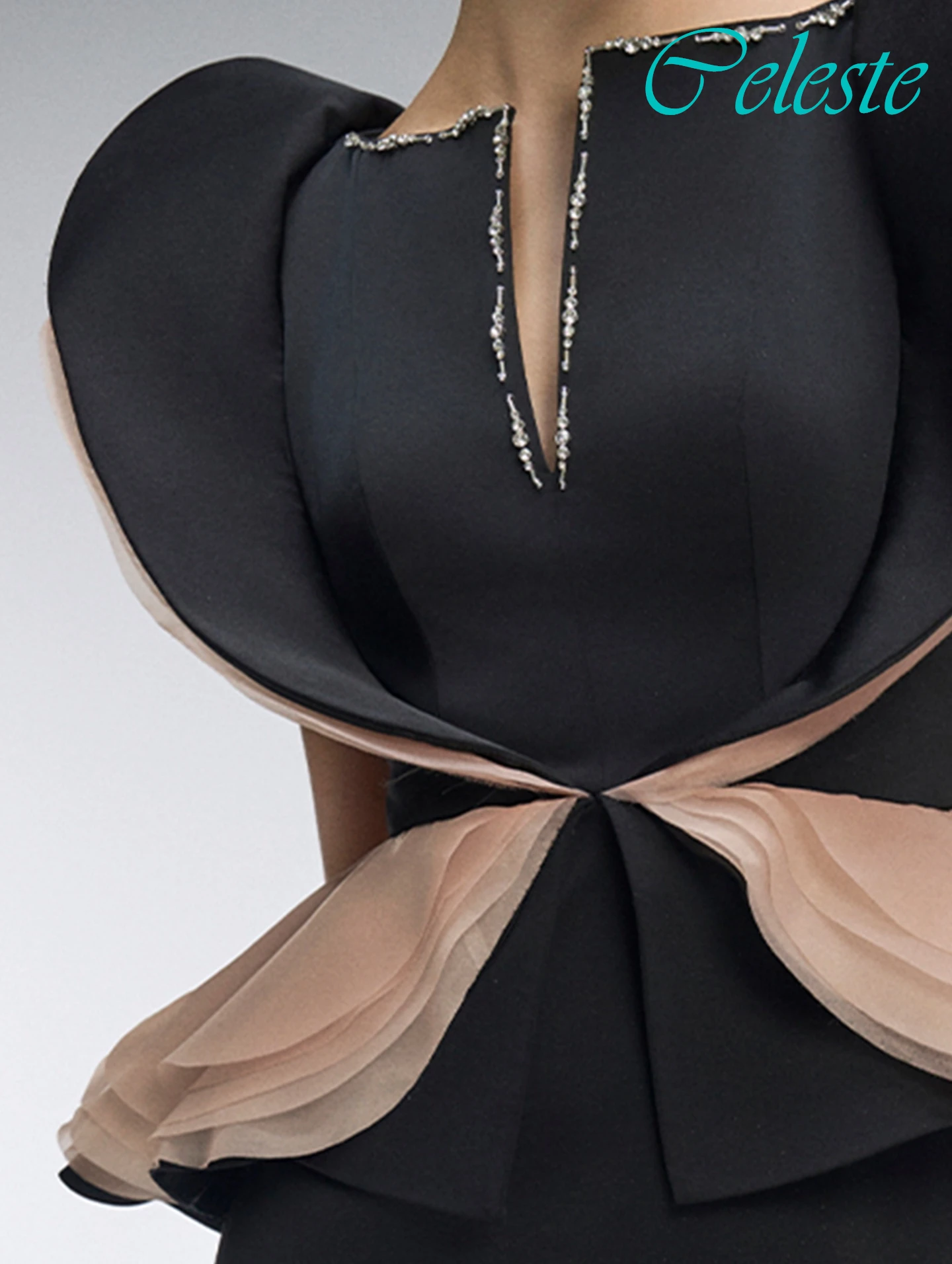 تخصيص حورية البحر طاقم الرقبة قصيرة الأكمام أنيقة مساء اللباس الرسمي حساسة المشاهير أثواب عالية الجودة حزب اللباس