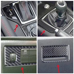 Panneau de Changement de Vitesse de Porte de Voiture en Fibre de Carbone, Couverture Décorative, Autocollants de Garniture pour Mazda 3 Axela, Accessoires d'Nik