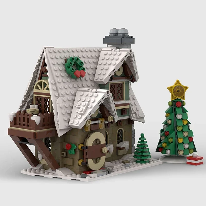 Moc Gebäude Blocks modular Street View Winter Elfen haus technische Ziegel DIY Montage Bau Spielzeug für Kinder Weihnachts geschenke