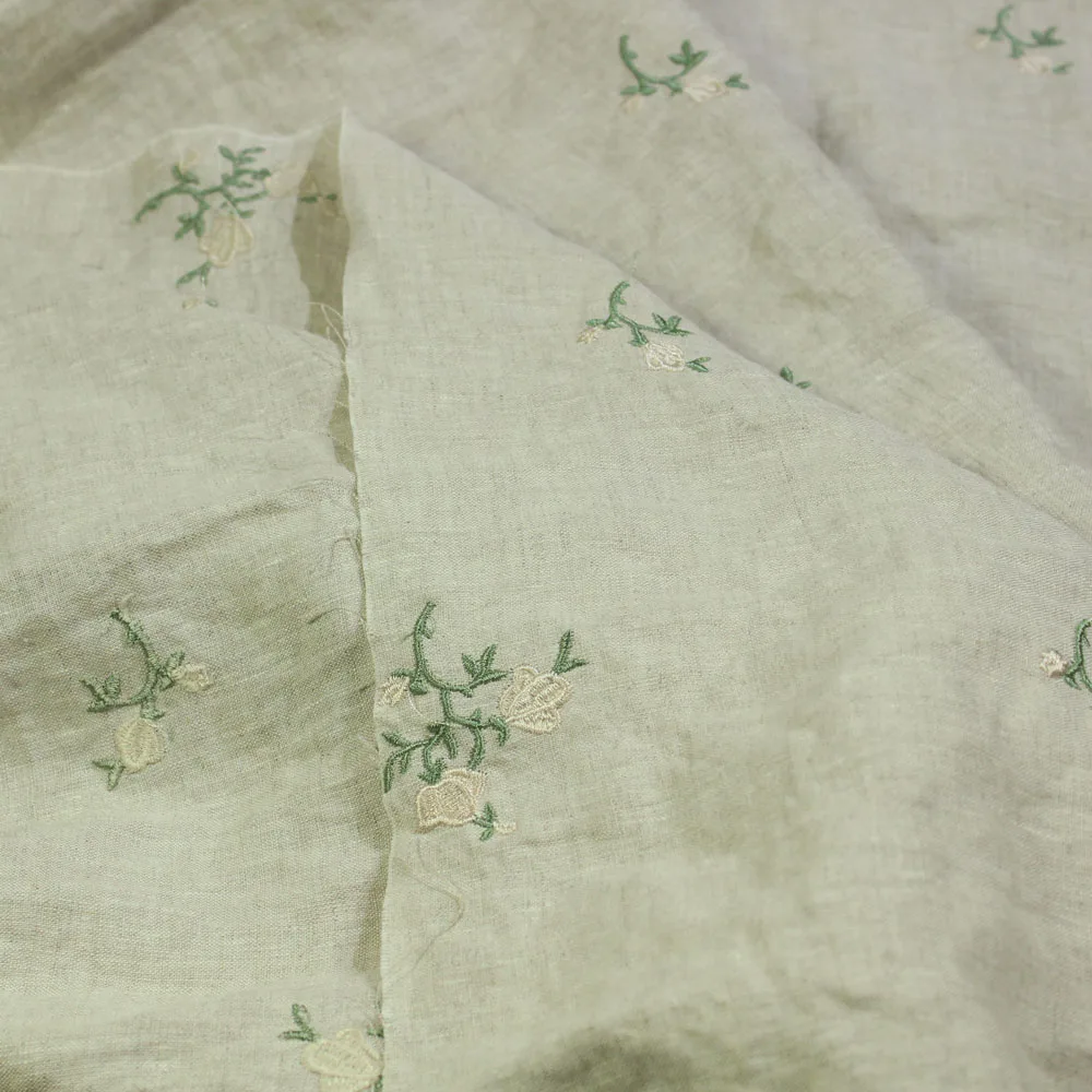 Draping Pure Linen Embroidered Clothing Fabric Thick Skirt Shirt Designer Fabric Sewing Fabric by the Meter