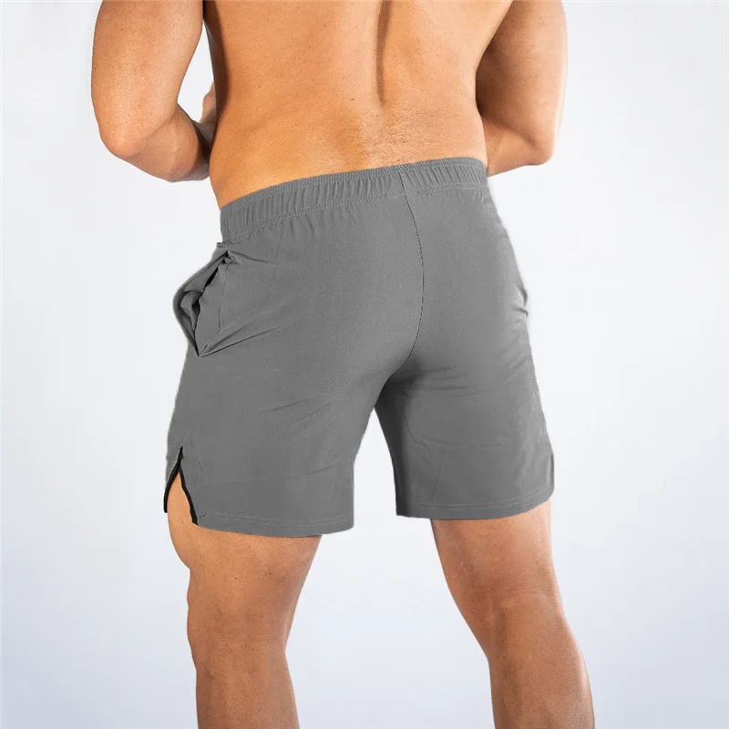 Men's Summer Running shorts Polyesters Quick Dry Gym Workouts Athletic Shorts With Pockets Elastic Waist Side Split Bodybuilding