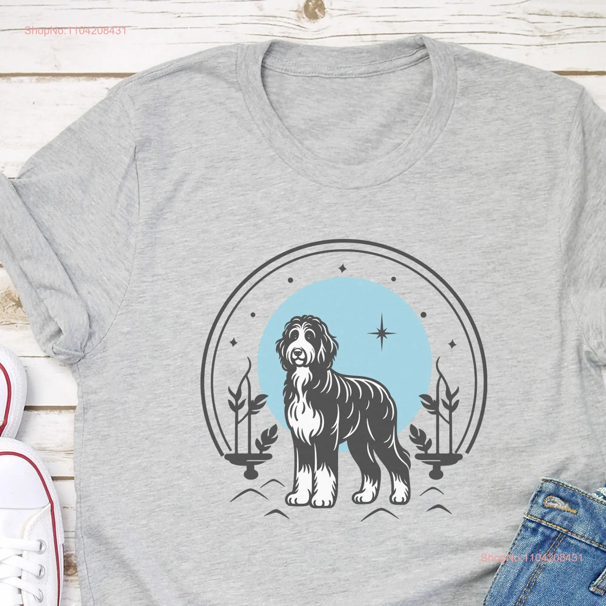 Bernedoodle Tarot Card T Shirt Celestial Dog Owner Perfect for Moms Dads long or short sleeves