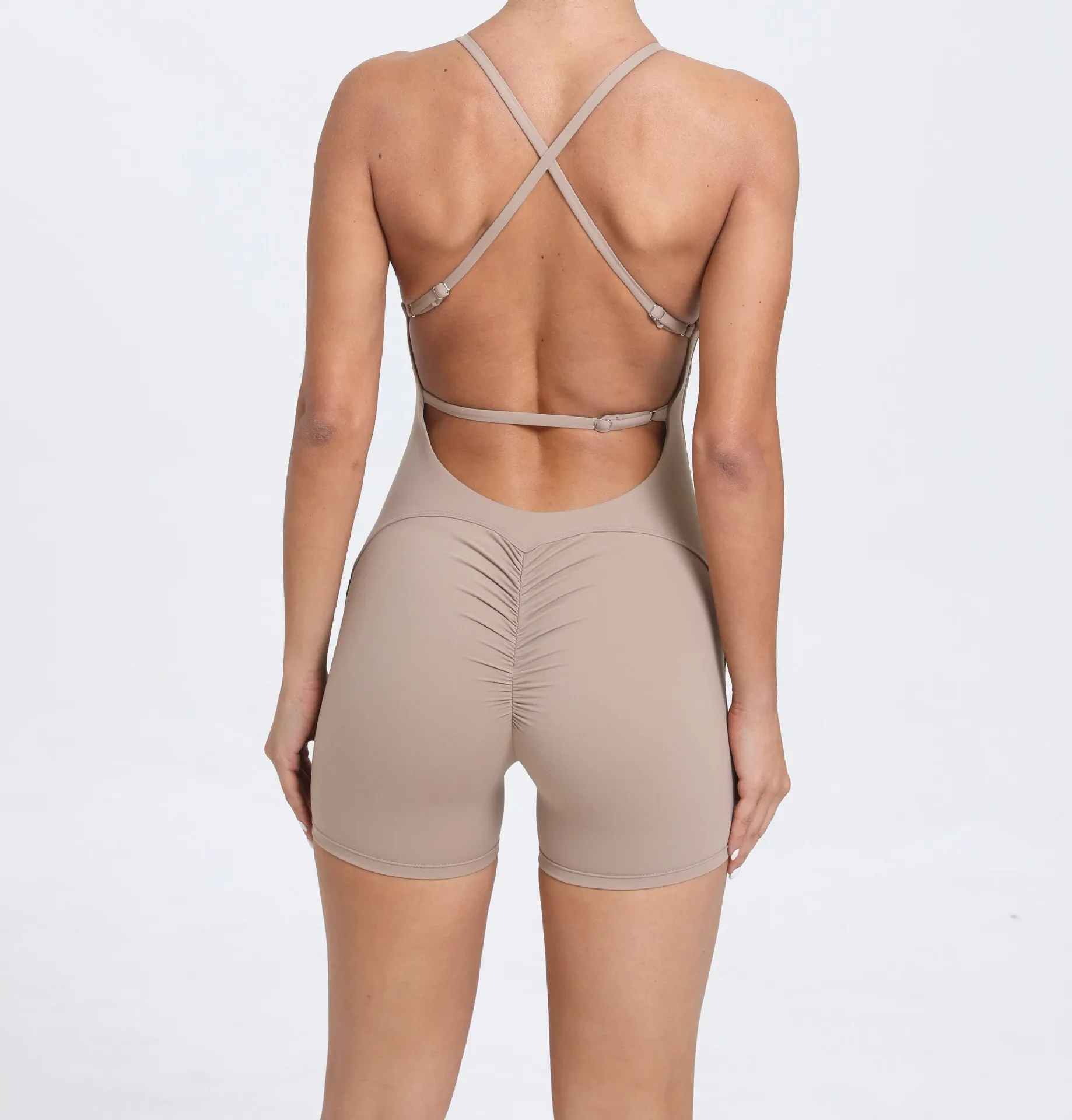 Pad Bunny Cross Backless Bodycon Yoga Set Jumpsuit Women One Piece Fitness Legging Gym Sport Active Wear Outfit Suits XP186