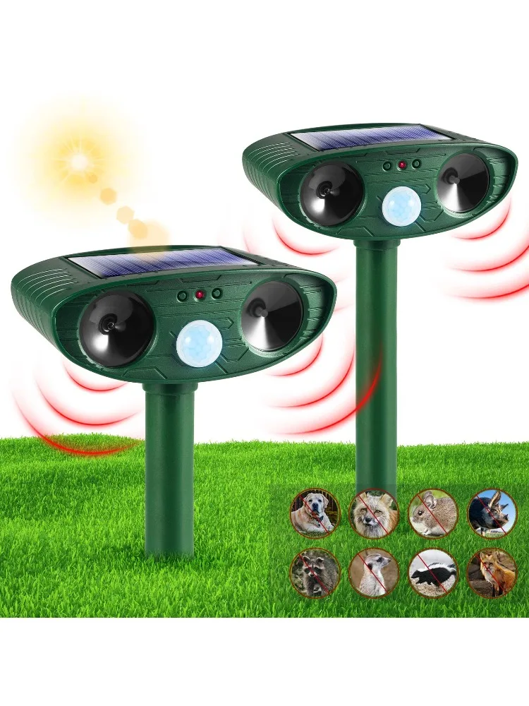 Répulsif ultrasonique pour animaux, 1 pièce, répulsif pour chiens et chats, alimenté par l'énergie solaire, Rechargeable, étanche, dissuasion des animaux pour cour de ferme