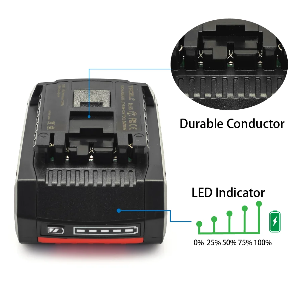 TPCELL 4AH/5AH For BOSCH Professional 18V 21700 Battery ProCORE 18V Li-ion Replacement for BAT609 BAT618 with bms