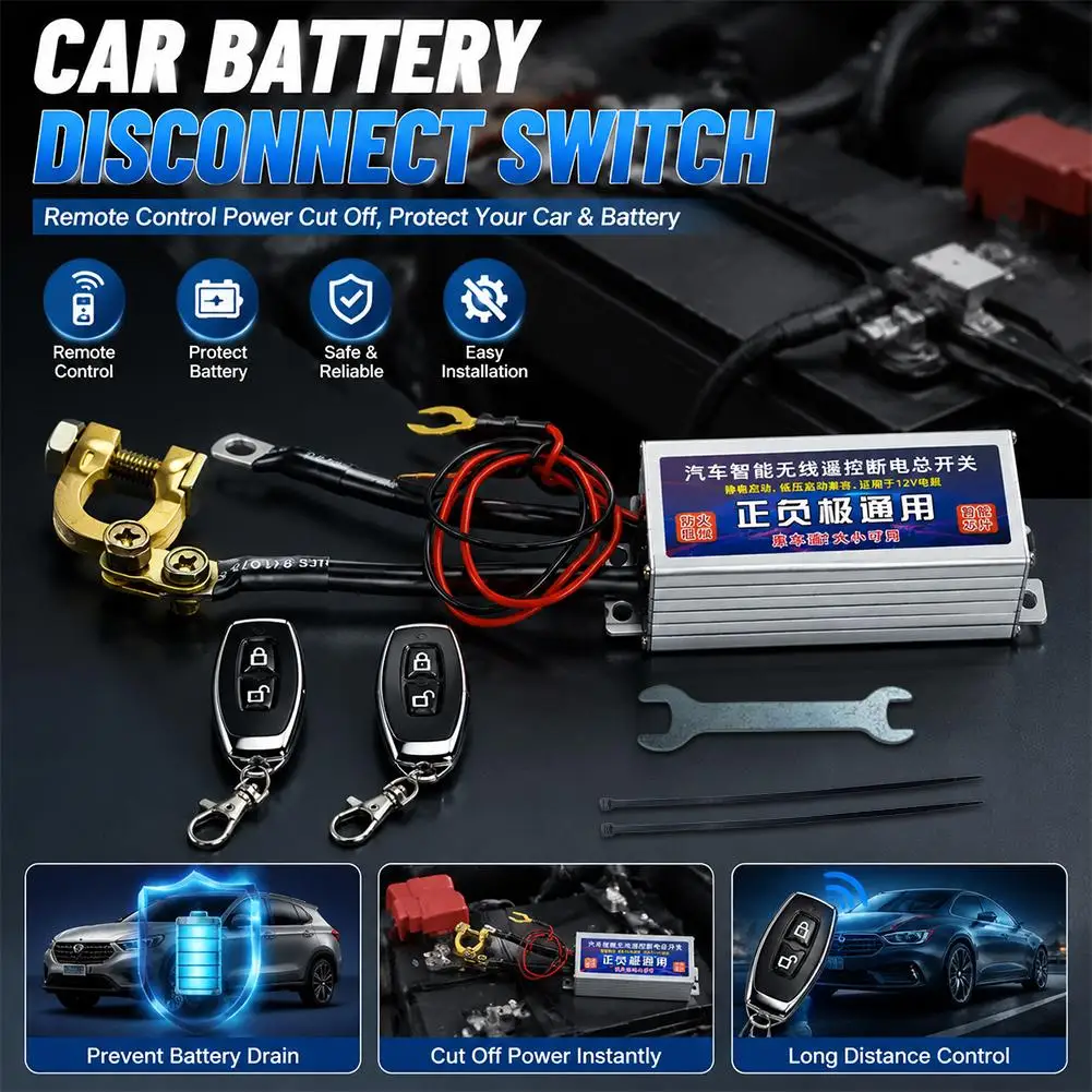 

Universal Car Battery Disconnect Cut Off Isolator Master Switches Wireless Remote Control Battery Disconnect Cut Off Isolator