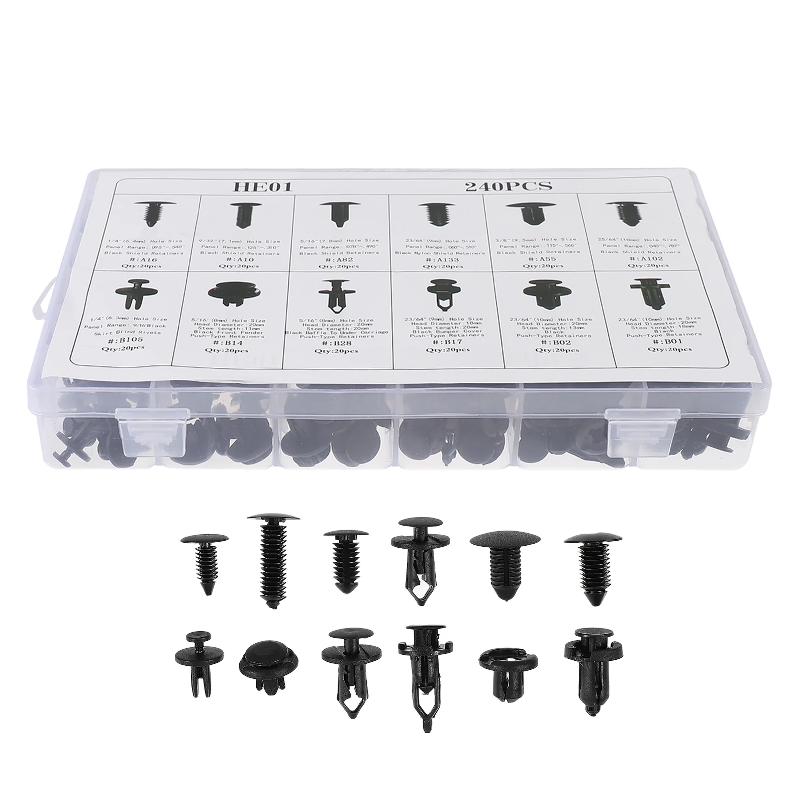 240 Pcs Buckle Cars Auto Screw Clamp Repairing Nail Automatic Steel Clip Plastic