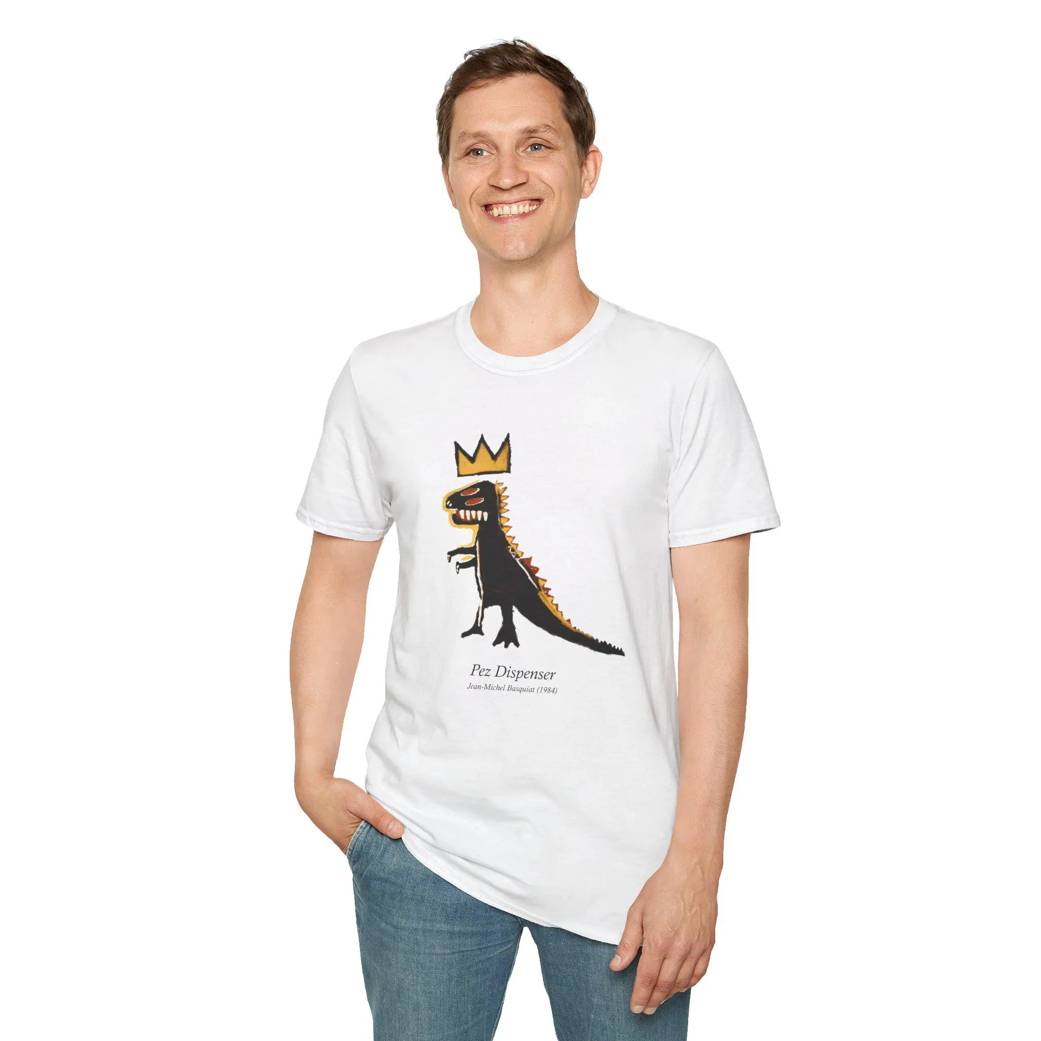 باسكيات التي شيرت بيز موزع 1984 جان ميشيل باسكيات اللوحة الأصلية للجنسين سوفت ستايل تي شيرت الفن عاشق فريد ديناصور الرسم