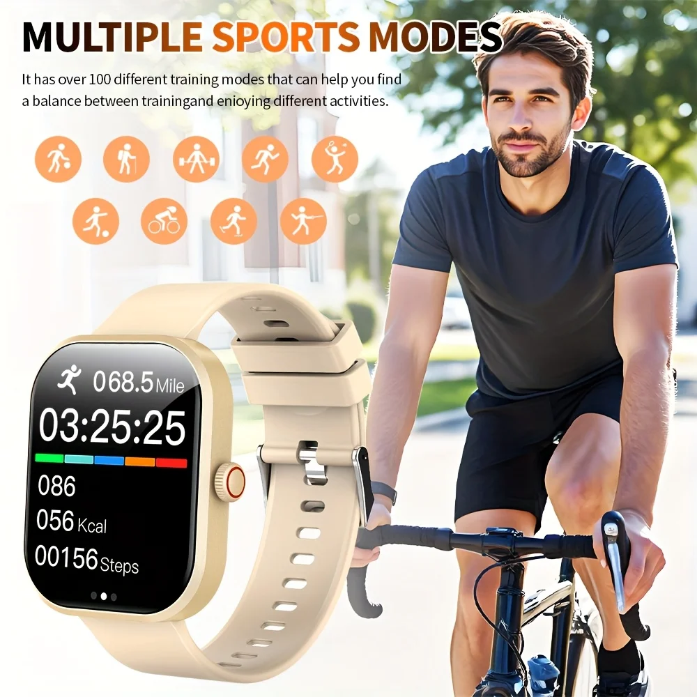 Smartwatch unissex de 2,01 polegadas com chamadas sem fio, alertas de mensagens e modos multiesportivos – presente perfeito para homens e mulheres