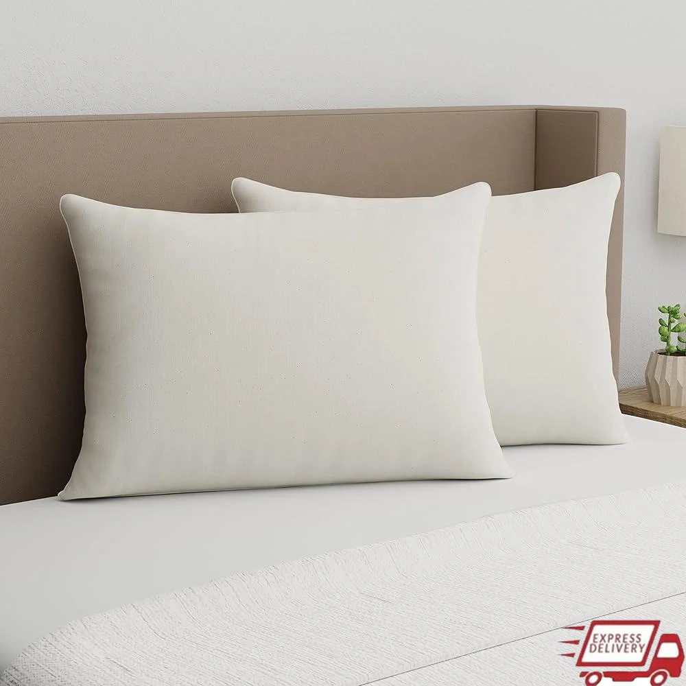 

Organic Cotton Allergy Defense Bed Pillow 2 Pack Odor Neutralizing Soft Fiber Filled Machine Washable Hypoallergenic Comfort
