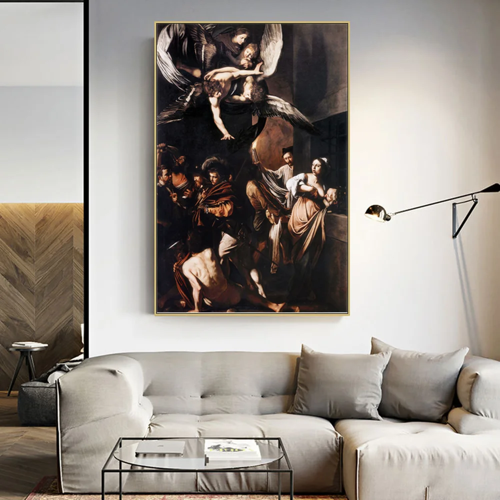 كارافاجيو سبعة أعمال الرحمة قماش اللوحة المنطقة المسيحية ملصق جدار ديكور فني