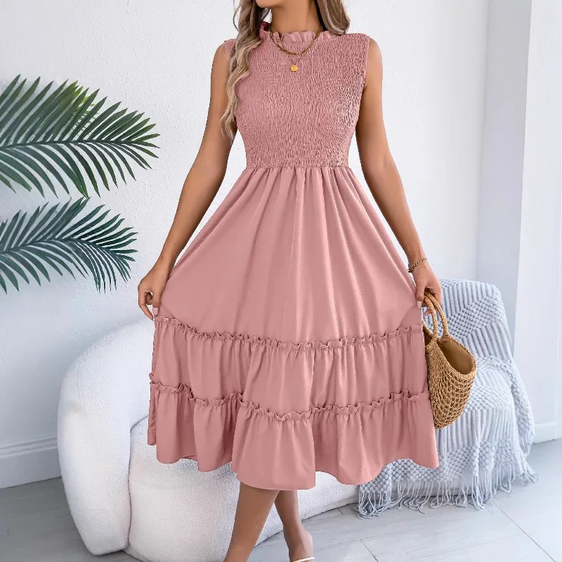 

2026 Spring and Summer Casual Sleeveless Waist Swing Dress