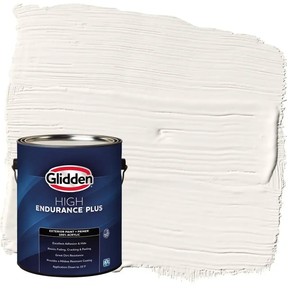 Exterior Paint Primer Combo Satin Finish Off White UV Resistant Washable 400sq.ft. Coverage