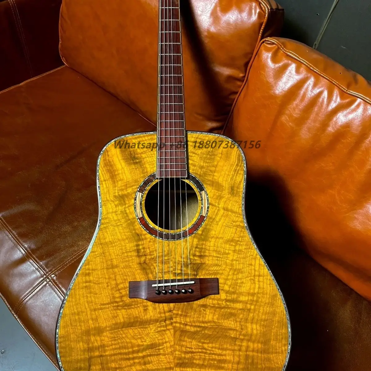 High Quality 41inch Handmade Master Level Golden Nanmu Handmade All Solid Acoustic Guitar Suitable for Professional Performances