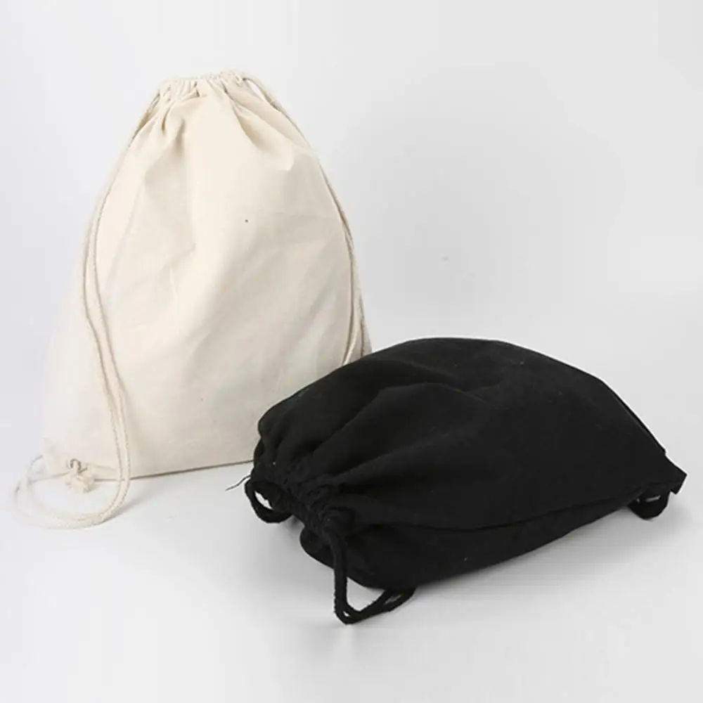 Baumwoll-Canvas-Rucksack mit Kordelzug, Fitnessstudio, Sackpack, Sport-String-Sackpack, Aufbewahrung, Geschenktasche, 2 Stück, Schwarz, 34,5 x 40 cm, lässig – Detail 11