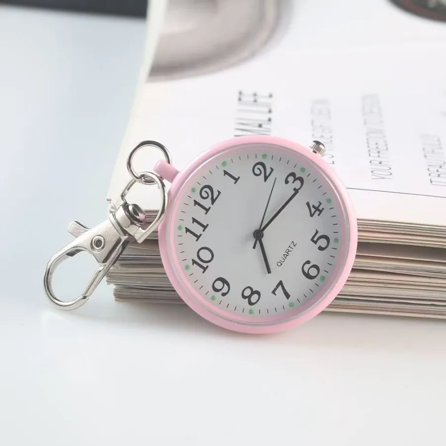 4/5 pcs Electronic Pocket Watch LED Keychain Nurse Pocket Watch Digital Watch for Student Backpacks Keys Pendant Timepiece