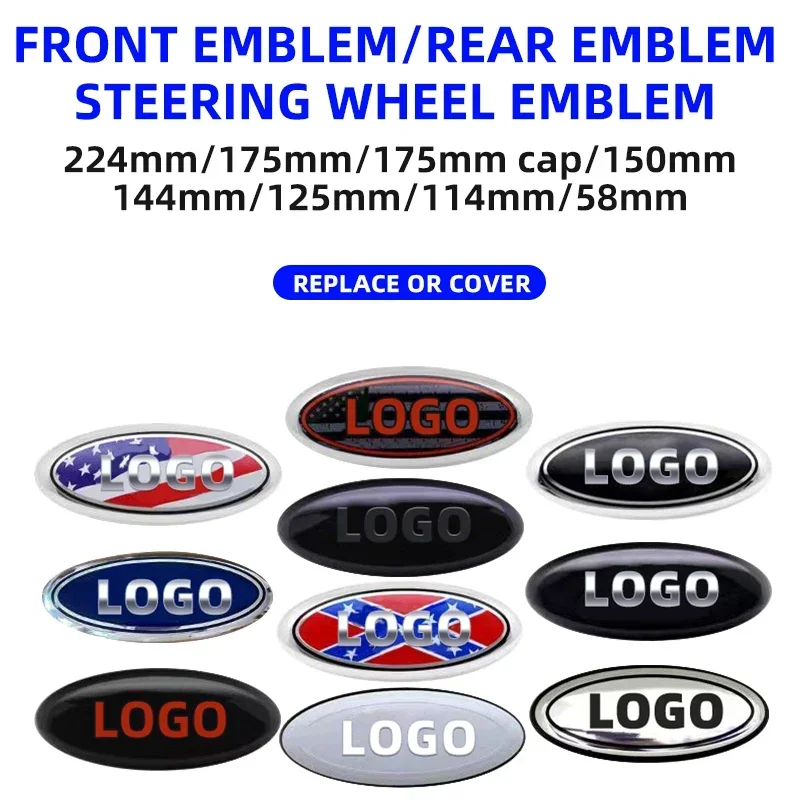 Car Front Hood Emblem Rear Trunk Badge Sticker For Ford Mondeo Explorer edge Focus fiesta Kuga Transit Ecosport Escape MK3 MK6