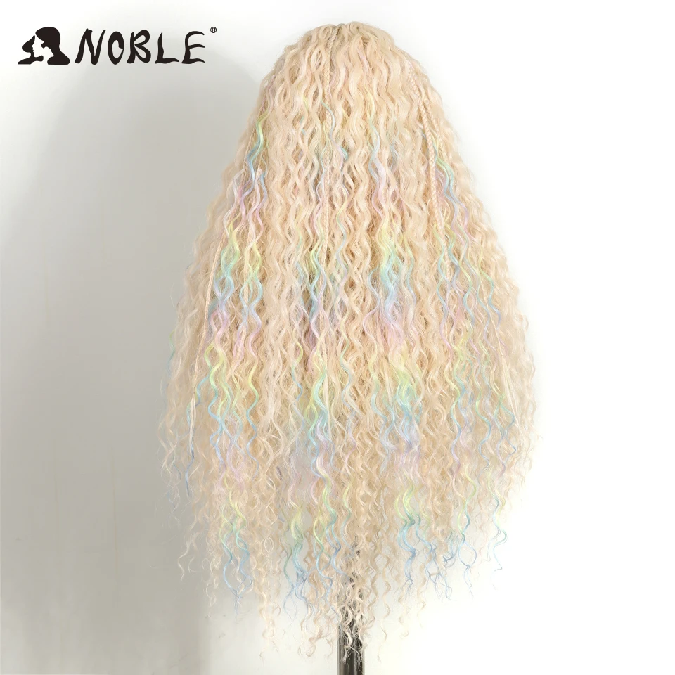 Noble Twist Braided Wig 13X4 Box Braided Lace Wig For Women Synthetic Lace Frontal Wig Ivory White Faux Locs Goddess Braids Wigs image 5