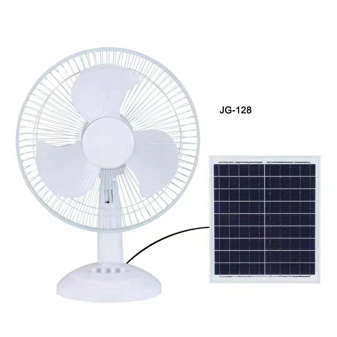 Table Fans 12Inch Rechargeable Power Solar Panel Energy Solar Electric Fan Lanterns Camping Led Light Solar Fan