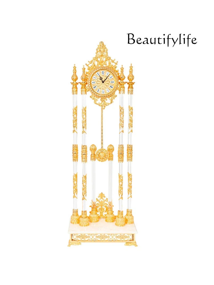 

FG28High-grade quartz European mechanical floor clock Classical Italian gold-plated crystal clock Living room floor clock