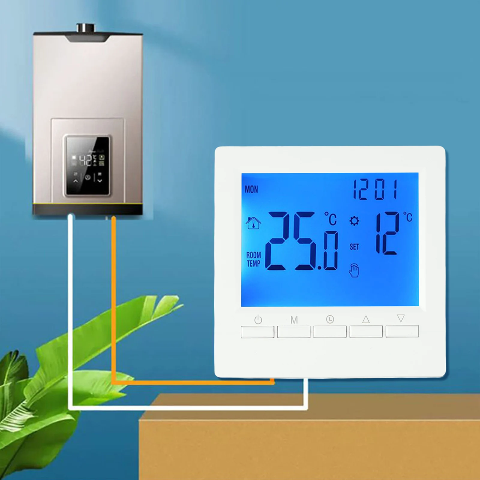 Thermostat Built-in Sensor For Gas Boiler Room Heating LCD Display Screen Programmable Digital Room Temperature Controller