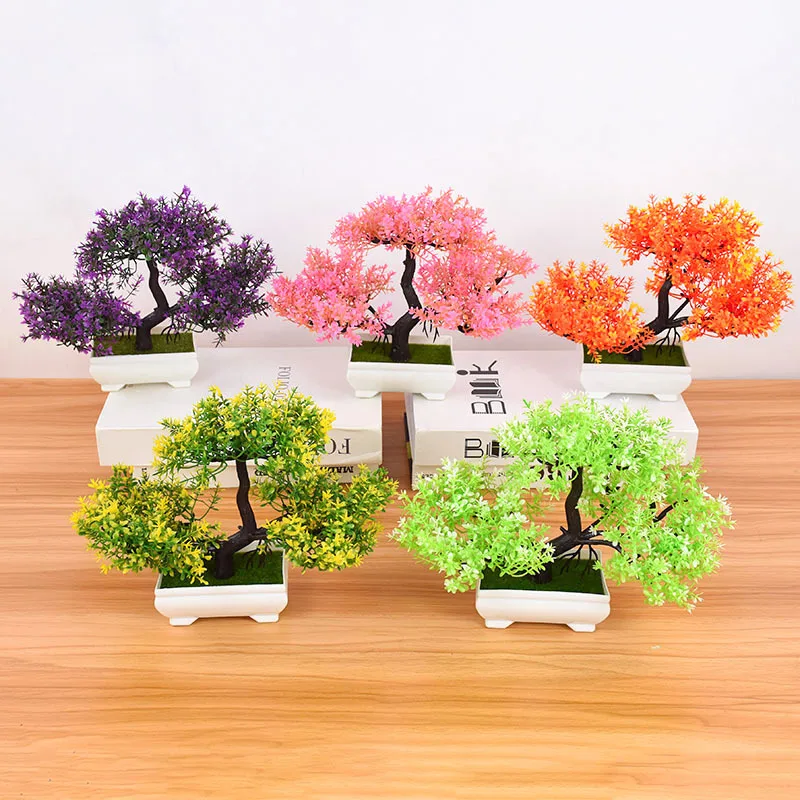Künstliche Bonsai-Pflanzen, Simulierte Kleine Topfpflanzen, Künstliche Blumen und Bäume, Topfornamente für Hochzeit, Zuhause, Zimmer, Tisch, Hotel, Gartendekoration