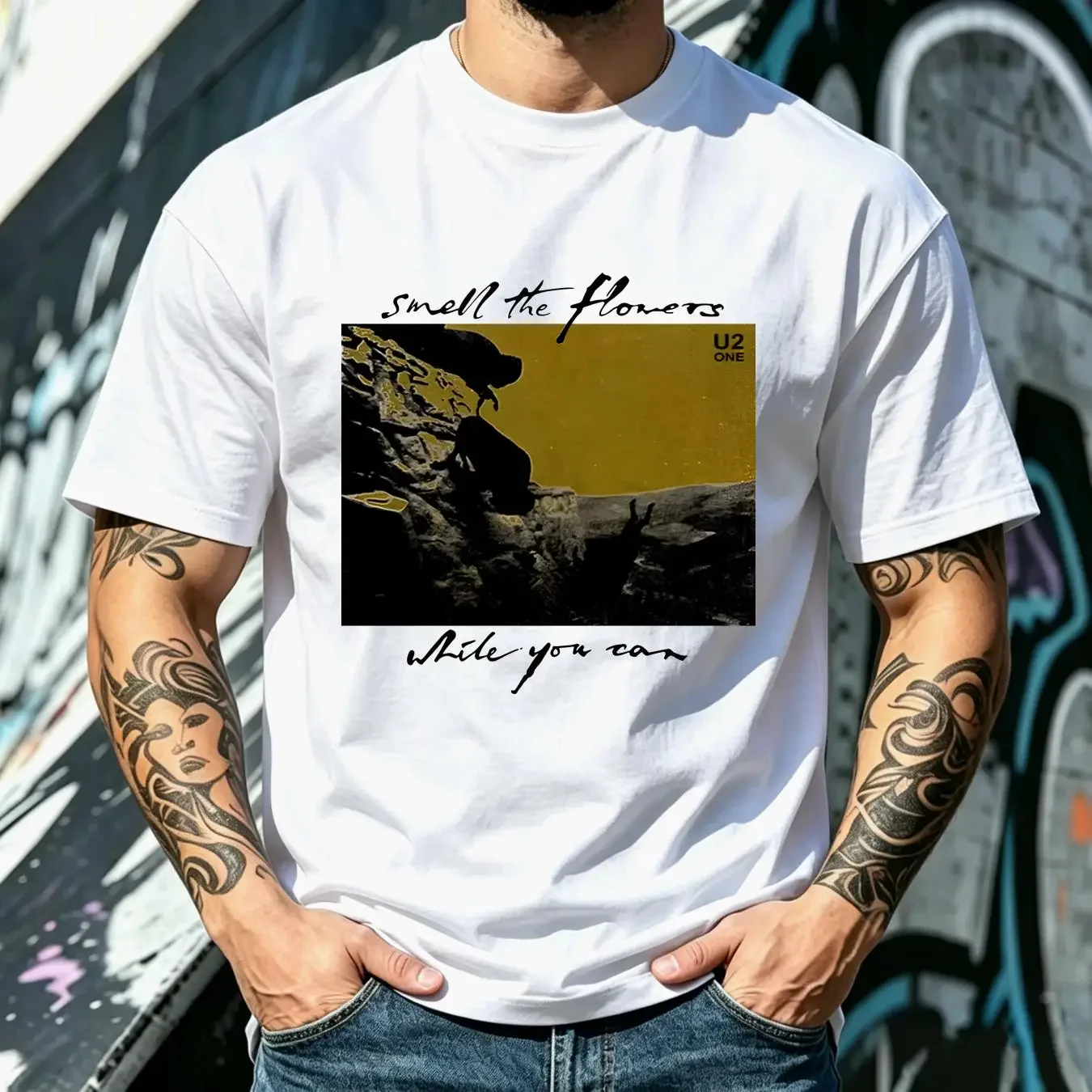 washed T Shirt U2 One Smell The Flowers 1992 Tour Concert Rock Band AN13865 long or short sleeves vintage Washed
