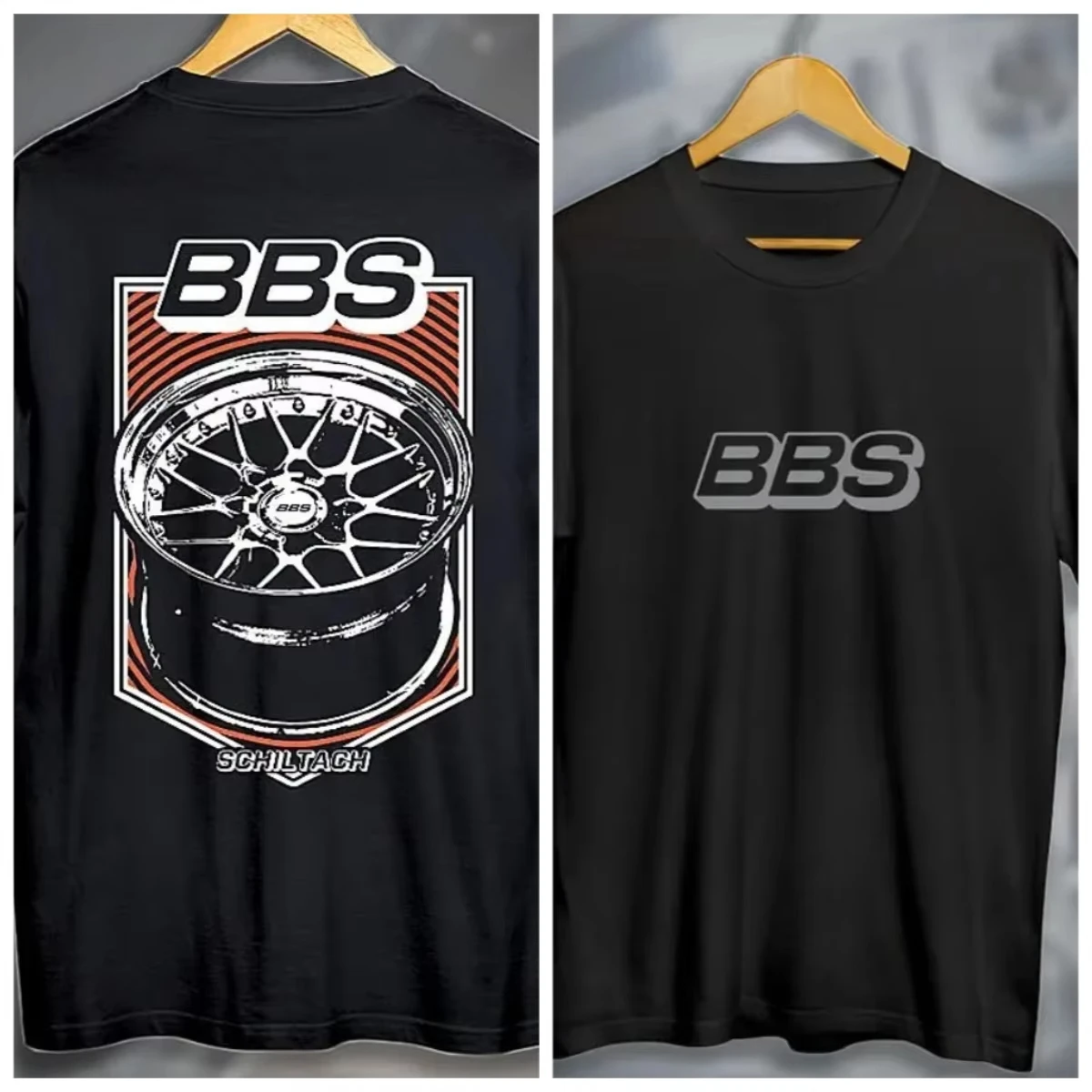 

2025 New BS Car Wheel Printed T-shirt Breathable Ports Casual Pure Cotton Round Neck Breathable Print Loose Short Sleeve T-shirt
