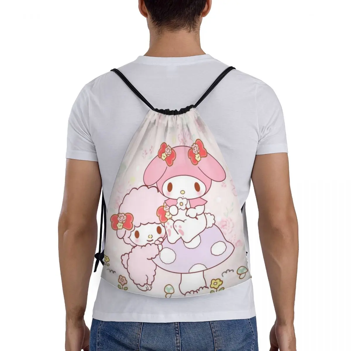 My Melody Drawstring Back Pack Bag Travel Storage Package Teenagers Beach Tote Bag School Sport Shoe Bag Portable