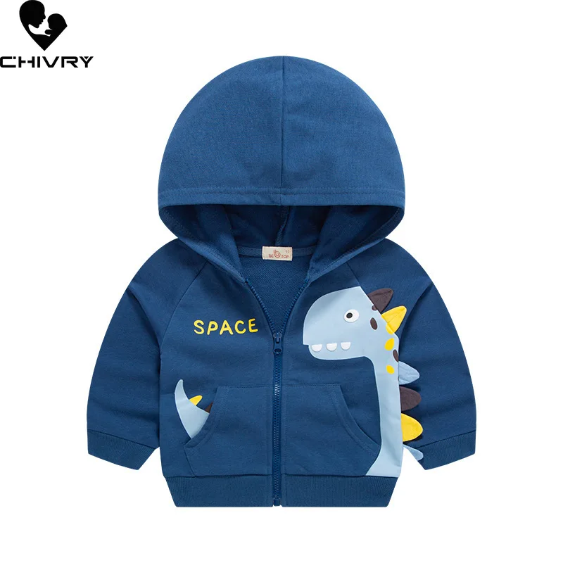 Baby Boys Spring Autumn Fashion Hoodies Jacket New 2023 Kids Children\'s Cute Cartoon Dinosaur Zipper Hooded Coat Casual Jackets