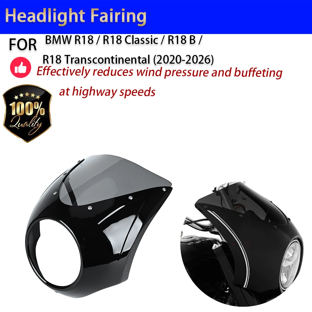 For BMW R18 Retro Bikini Fairing Headlight Cover Wind Deflector 2020-2026 No-Drill Accesorios Moto