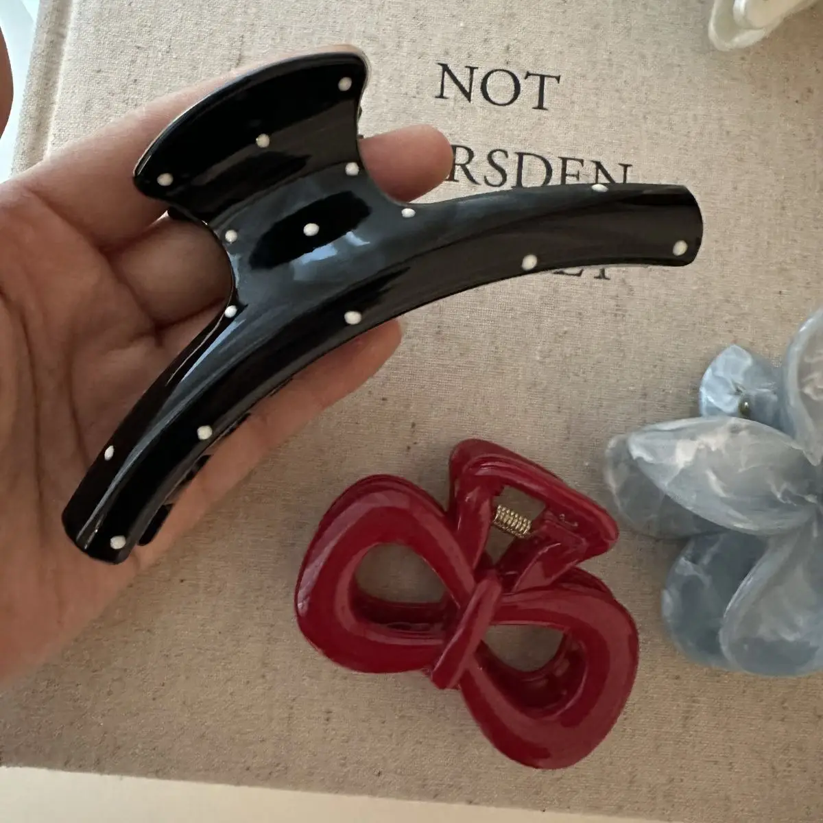 الرجعية أسود أبيض منقطة الهندسة مشبك شعر إمرأة فتاة أنيقة دبابيس الشعر القرش مقاطع السلطعون المشابك موضة إكسسوارات الشعر #4