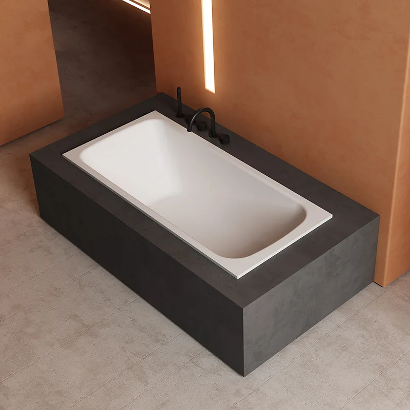 Polymer stone bathtub embedded high-end household embedded rectangular bathtub