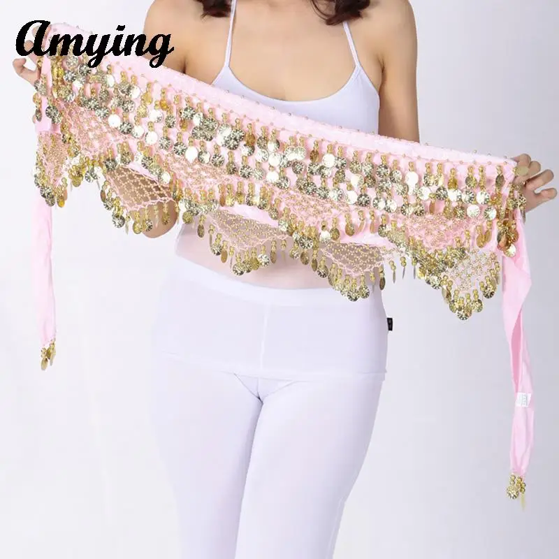 2024 Women Belly Dance Hip Scarf High Quality Coins Practice Waist Hip Scarf Lady Oriental Indian Dance Hip Wrap Waist Chain