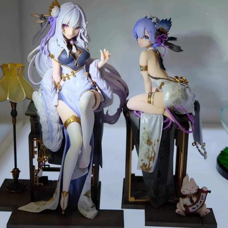 22cm Anime Another World Cartoon Character Rem Emiria Sexy Elegant Modle Computer Desktop Cabinet Handmade Ornaments Collection